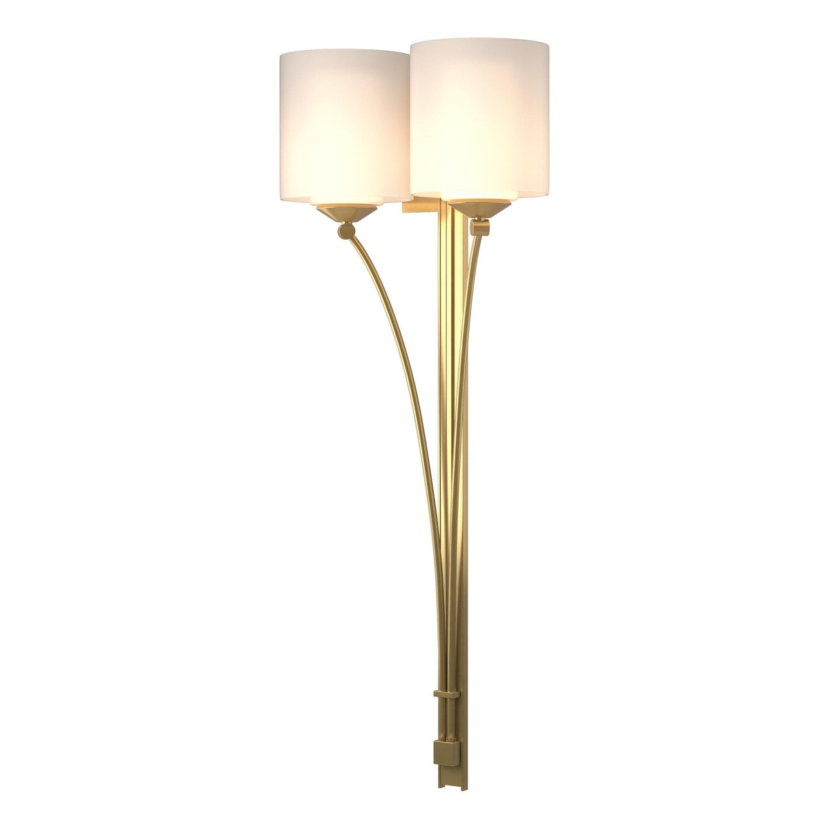 Hubbardton Forge 2008 Modern Brass Opal Glass (GG) Formae Contemporary 2 Light Sconce