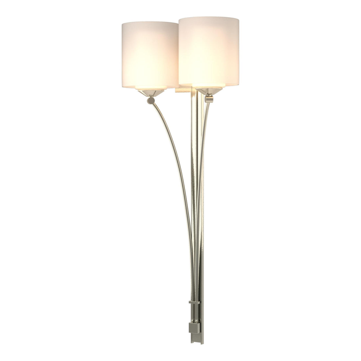 Hubbardton Forge 2008 Sterling Opal Glass (GG) Formae Contemporary 2 Light Sconce