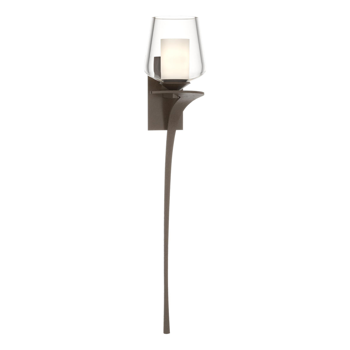 Hubbardton Forge 2010 Bronze Clear Glass with Opal Diffuser (ZU) Right Antasia Double Glass 1 Light Sconce
