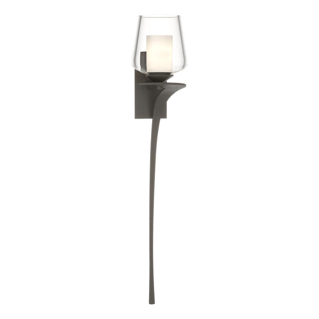 Hubbardton Forge 2010 Dark Smoke Clear Glass with Opal Diffuser (ZU) Right Antasia Double Glass 1 Light Sconce