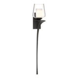 Hubbardton Forge 2010 Black Clear Glass with Opal Diffuser (ZU) Right Antasia Double Glass 1 Light Sconce