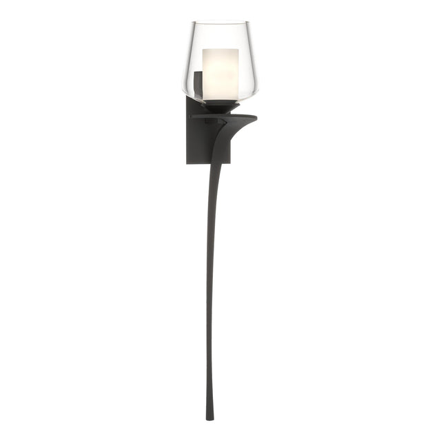 Hubbardton Forge 2010 Black Clear Glass with Opal Diffuser (ZU) Right Antasia Double Glass 1 Light Sconce