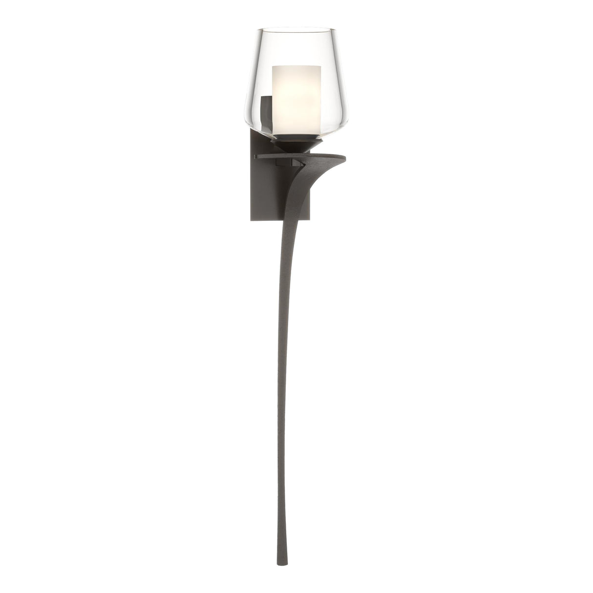 Hubbardton Forge 2010 Oil Rubbed Bronze Clear Glass with Opal Diffuser (ZU) Right Antasia Double Glass 1 Light Sconce