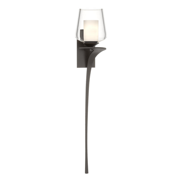 Hubbardton Forge 2010 Oil Rubbed Bronze Clear Glass with Opal Diffuser (ZU) Right Antasia Double Glass 1 Light Sconce