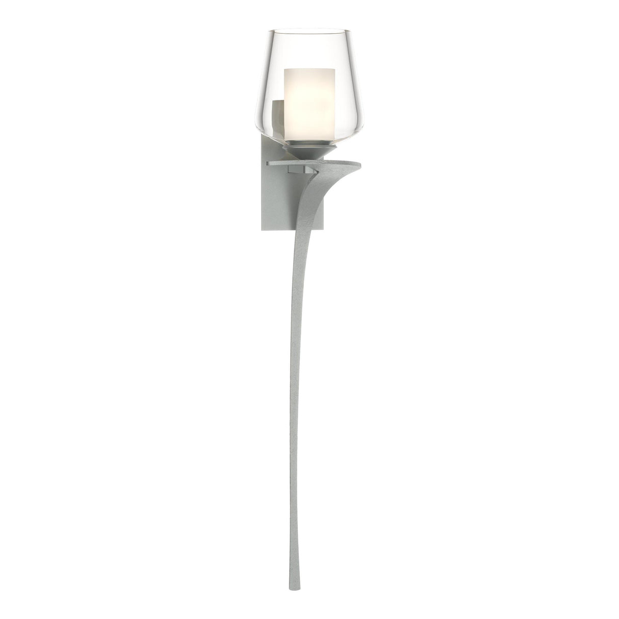 Hubbardton Forge 2010 Vintage Platinum Clear Glass with Opal Diffuser (ZU) Right Antasia Double Glass 1 Light Sconce