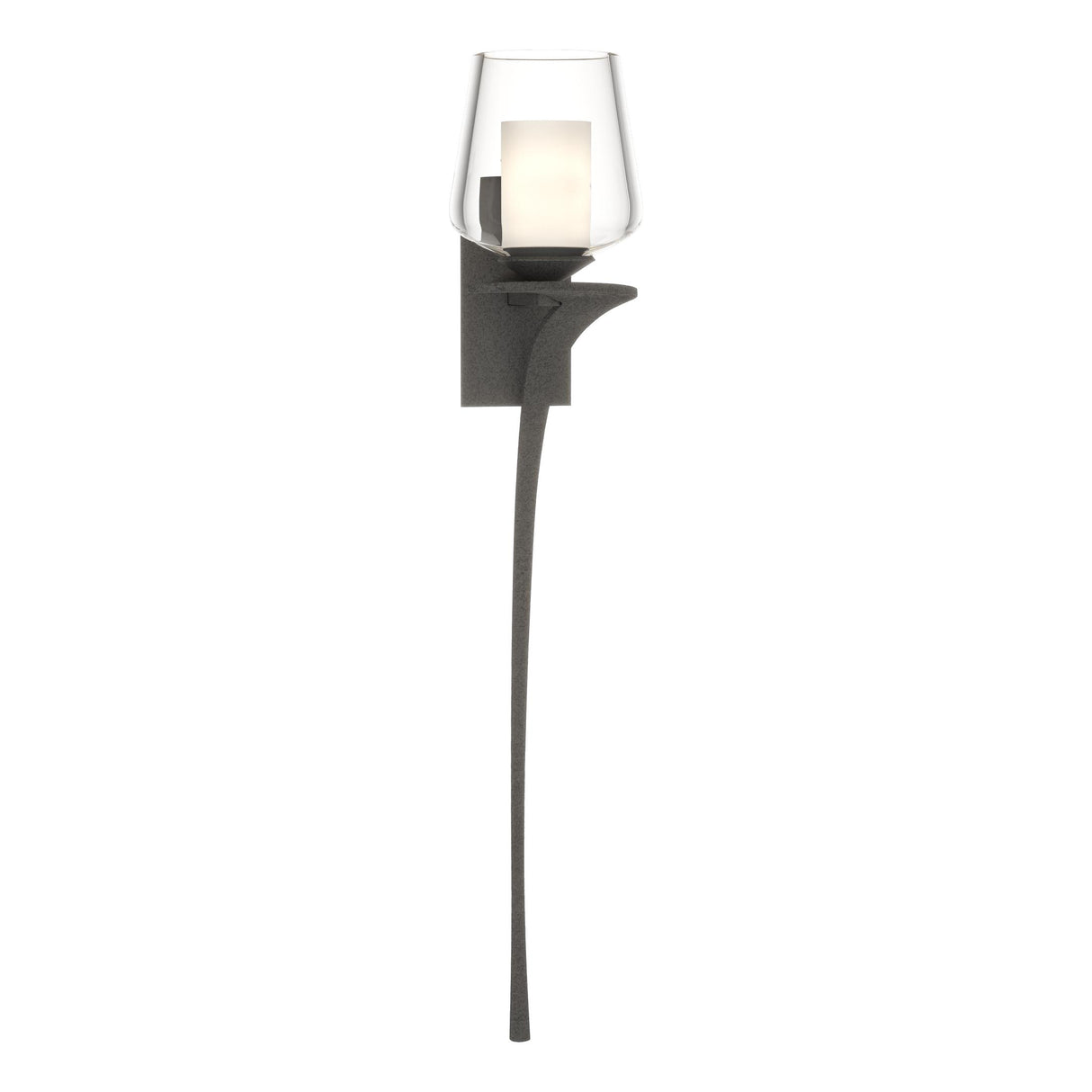 Hubbardton Forge 2010 Natural Iron Clear Glass with Opal Diffuser (ZU) Right Antasia Double Glass 1 Light Sconce