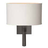 Hubbardton Forge 2010 Oil Rubbed Bronze Flax Shade (SE) Beacon Hall Oval Drum Shade Sconce