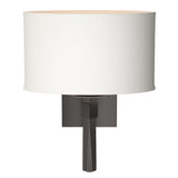 Hubbardton Forge 2010 Oil Rubbed Bronze Natural Anna Shade (SF) Beacon Hall Oval Drum Shade Sconce