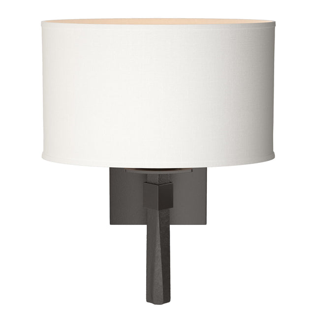 Hubbardton Forge 2010 Oil Rubbed Bronze Natural Anna Shade (SF) Beacon Hall Oval Drum Shade Sconce