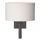 Hubbardton Forge 2010 Natural Iron Flax Shade (SE) Beacon Hall Oval Drum Shade Sconce