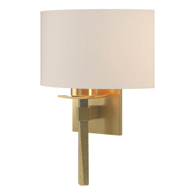 Hubbardton Forge 2022 Modern Brass Flax Shade (SE) Beacon Hall Half Drum Shade Sconce