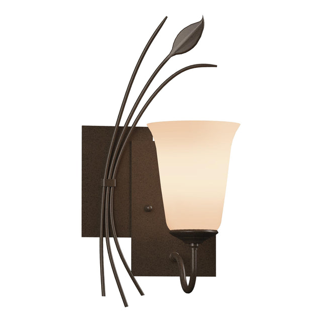 Hubbardton Forge 2003 Bronze Opal Glass (GG) Left Forged Leaf Sconce