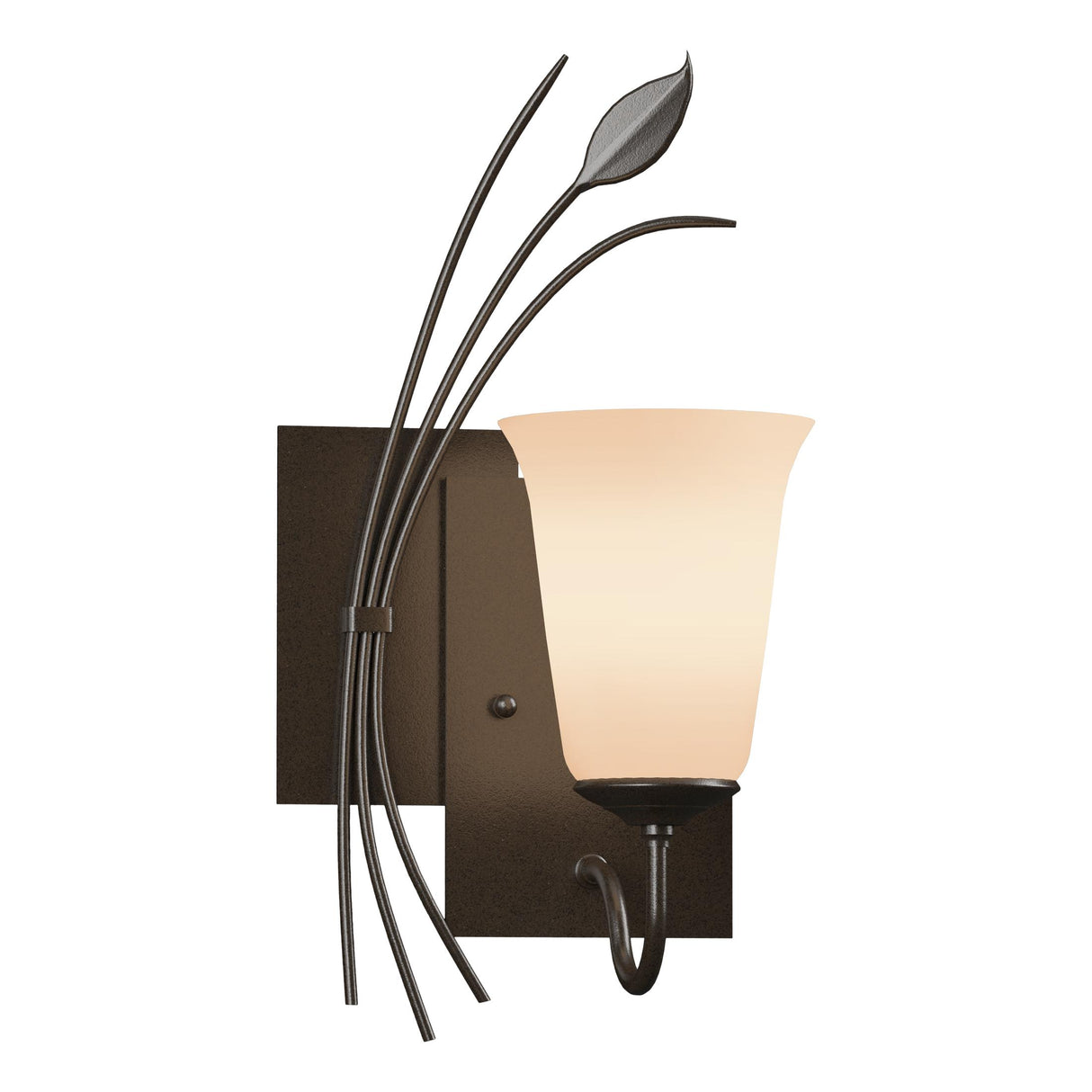Hubbardton Forge 2003 Oil Rubbed Bronze Opal Glass (GG) Left Forged Leaf Sconce