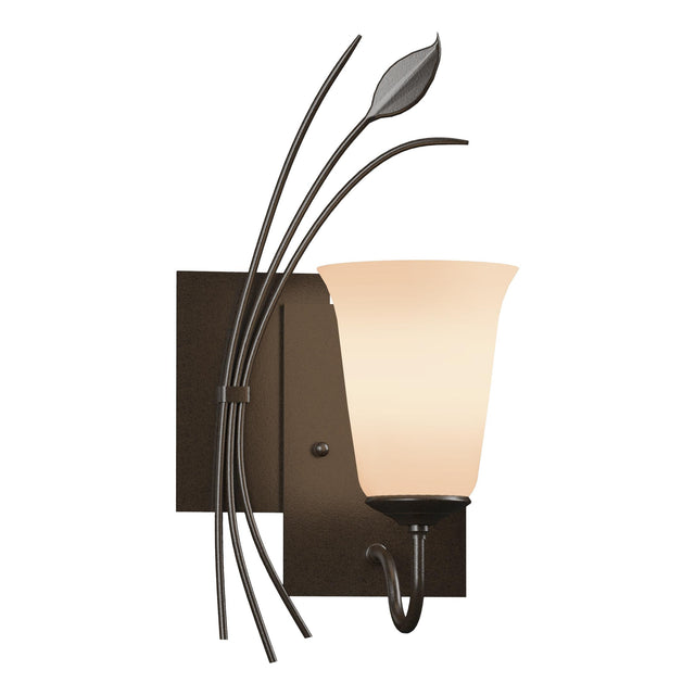 Hubbardton Forge 2003 Oil Rubbed Bronze Opal Glass (GG) Left Forged Leaf Sconce