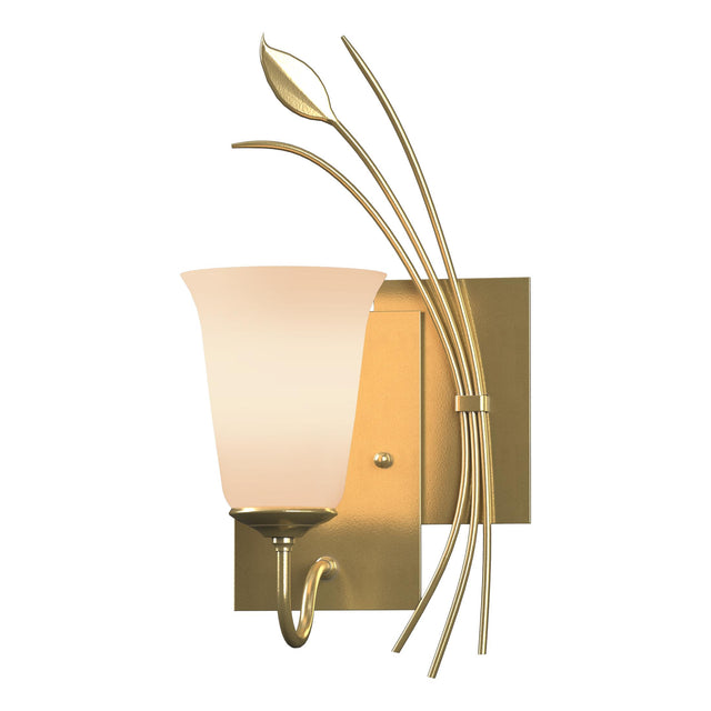 Hubbardton Forge 2003 Modern Brass Opal Glass (GG) Right Forged Leaf Sconce