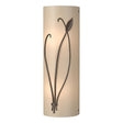 Hubbardton Forge 2004 Bronze White Art Glass (BB) Left Forged Leaf and Stem Sconce