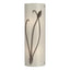 Hubbardton Forge 2004 Bronze Ivory Art Glass (CC) Left Forged Leaf and Stem Sconce