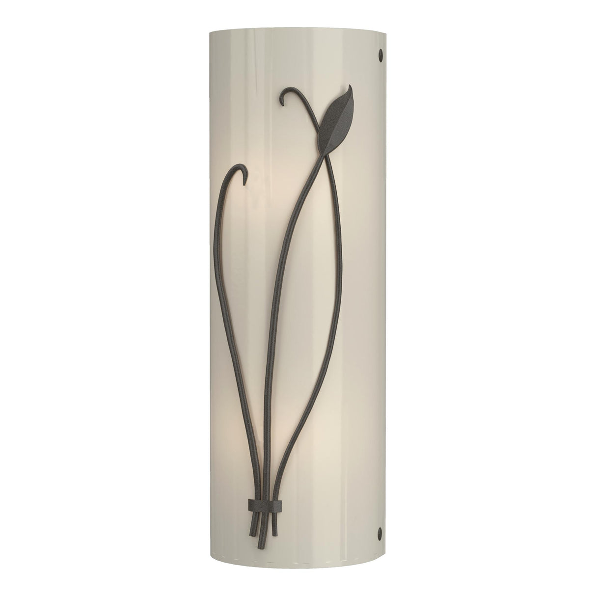Hubbardton Forge 2004 Dark Smoke Ivory Art Glass (CC) Left Forged Leaf and Stem Sconce