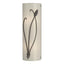 Hubbardton Forge 2004 Dark Smoke Ivory Art Glass (CC) Left Forged Leaf and Stem Sconce
