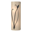 Hubbardton Forge 2004 Black White Art Glass (BB) Left Forged Leaf and Stem Sconce