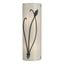 Hubbardton Forge 2004 Black Ivory Art Glass (CC) Left Forged Leaf and Stem Sconce