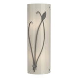 Hubbardton Forge 2004 Natural Iron Ivory Art Glass (CC) Left Forged Leaf and Stem Sconce