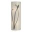 Hubbardton Forge 2004 Natural Iron Ivory Art Glass (CC) Left Forged Leaf and Stem Sconce