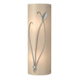 Hubbardton Forge 2004 Vintage Platinum White Art Glass (BB) Left Forged Leaf and Stem Sconce