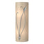 Hubbardton Forge 2004 Vintage Platinum White Art Glass (BB) Left Forged Leaf and Stem Sconce