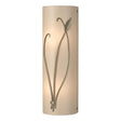 Hubbardton Forge 2004 Soft Gold White Art Glass (BB) Left Forged Leaf and Stem Sconce