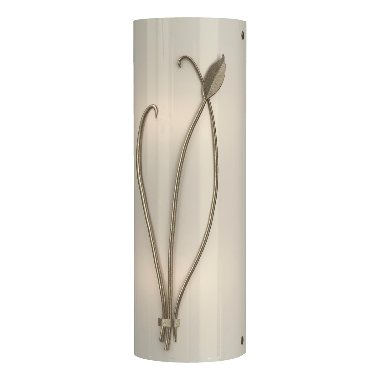 Hubbardton Forge 2004 Soft Gold Ivory Art Glass (CC) Left Forged Leaf and Stem Sconce