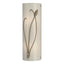 Hubbardton Forge 2004 Soft Gold Ivory Art Glass (CC) Left Forged Leaf and Stem Sconce
