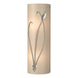 Hubbardton Forge 2004 Sterling White Art Glass (BB) Left Forged Leaf and Stem Sconce