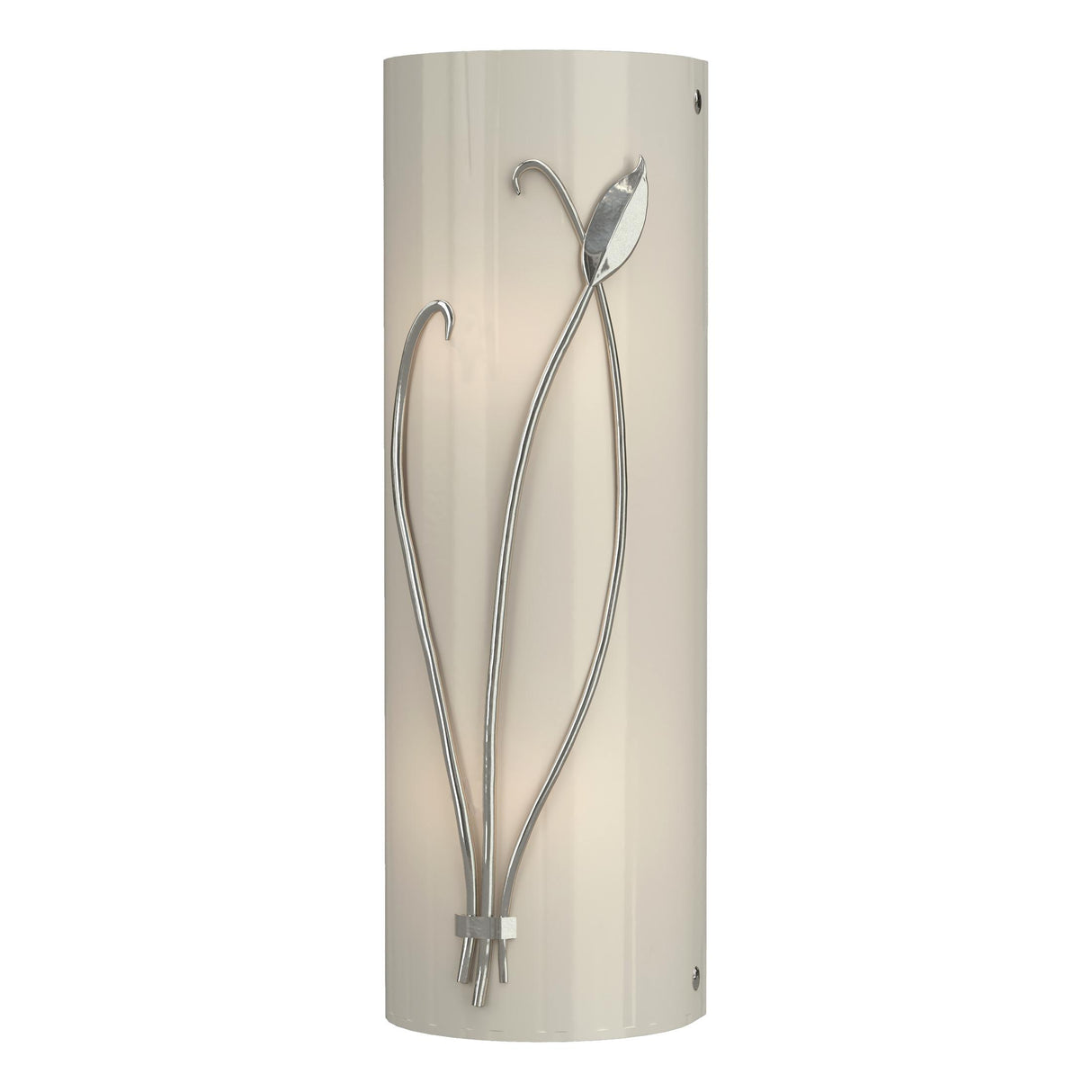 Hubbardton Forge 2004 Sterling Ivory Art Glass (CC) Left Forged Leaf and Stem Sconce