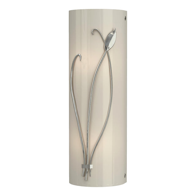 Hubbardton Forge 2004 Sterling Ivory Art Glass (CC) Left Forged Leaf and Stem Sconce