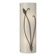 Hubbardton Forge 2004 Bronze Ivory Art Glass (CC) Right Forged Leaf and Stem Sconce