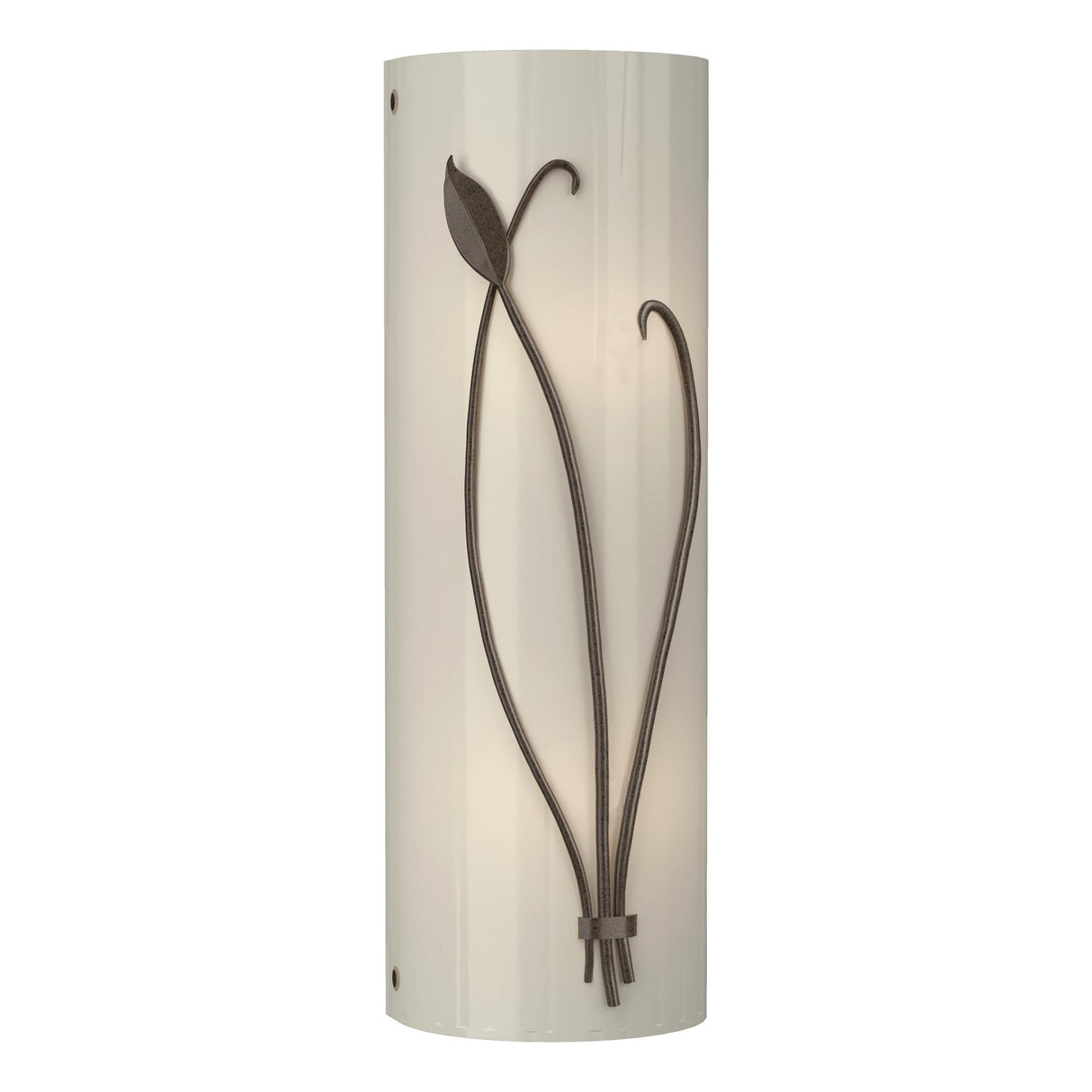 Hubbardton Forge 2004 Bronze Ivory Art Glass (CC) Right Forged Leaf and Stem Sconce