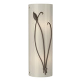 Hubbardton Forge 2004 Bronze Ivory Art Glass (CC) Right Forged Leaf and Stem Sconce
