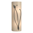 Hubbardton Forge 2004 Dark Smoke White Art Glass (BB) Right Forged Leaf and Stem Sconce