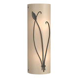 Hubbardton Forge 2004 Dark Smoke White Art Glass (BB) Right Forged Leaf and Stem Sconce