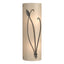 Hubbardton Forge 2004 Dark Smoke White Art Glass (BB) Right Forged Leaf and Stem Sconce