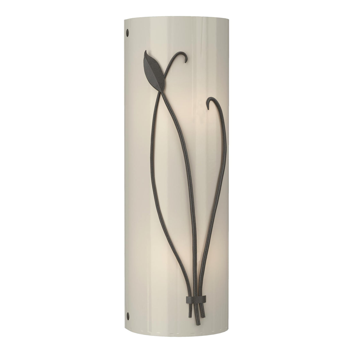 Hubbardton Forge 2004 Dark Smoke Ivory Art Glass (CC) Right Forged Leaf and Stem Sconce