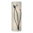 Hubbardton Forge 2004 Black Ivory Art Glass (CC) Right Forged Leaf and Stem Sconce