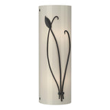 Hubbardton Forge 2004 Black Ivory Art Glass (CC) Right Forged Leaf and Stem Sconce