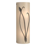 Hubbardton Forge 2004 Oil Rubbed Bronze White Art Glass (BB) Right Forged Leaf and Stem Sconce