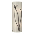 Hubbardton Forge 2004 Oil Rubbed Bronze Ivory Art Glass (CC) Right Forged Leaf and Stem Sconce