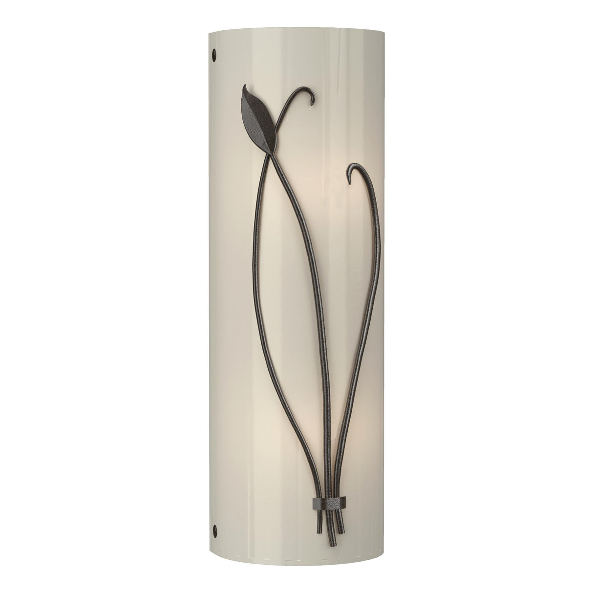 Hubbardton Forge 2004 Oil Rubbed Bronze Ivory Art Glass (CC) Right Forged Leaf and Stem Sconce