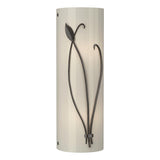 Hubbardton Forge 2004 Oil Rubbed Bronze Ivory Art Glass (CC) Right Forged Leaf and Stem Sconce