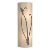 Hubbardton Forge 2004 Natural Iron White Art Glass (BB) Right Forged Leaf and Stem Sconce