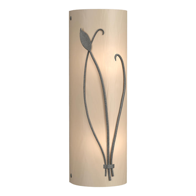 Hubbardton Forge 2004 Natural Iron White Art Glass (BB) Right Forged Leaf and Stem Sconce